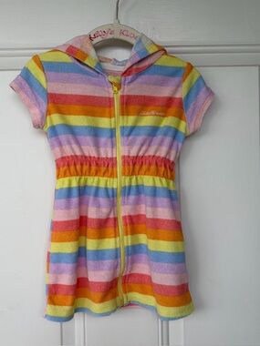 •Eddie Bauer• Terrycloth Stripe Hooded Swim Cover-Up - Size 18M
